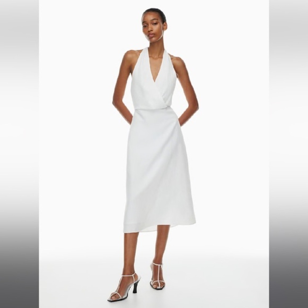 NWT Aritzia Babaton Catalyst Linen White Halter Dress